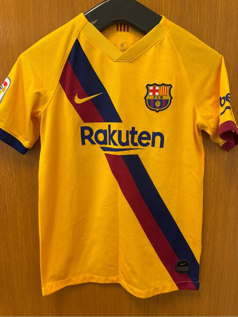 Nike Kids Yellow FC Barcelona Soccer Jersey with Navy & Maroon Accents